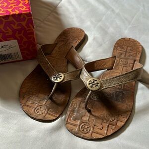 Tory Burch Thora Lurex sandals silver